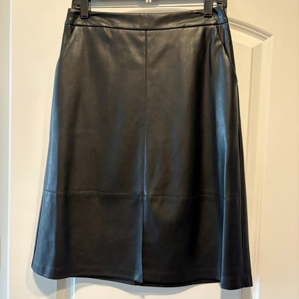 A New Day Black Faux Leather A-line Skirt